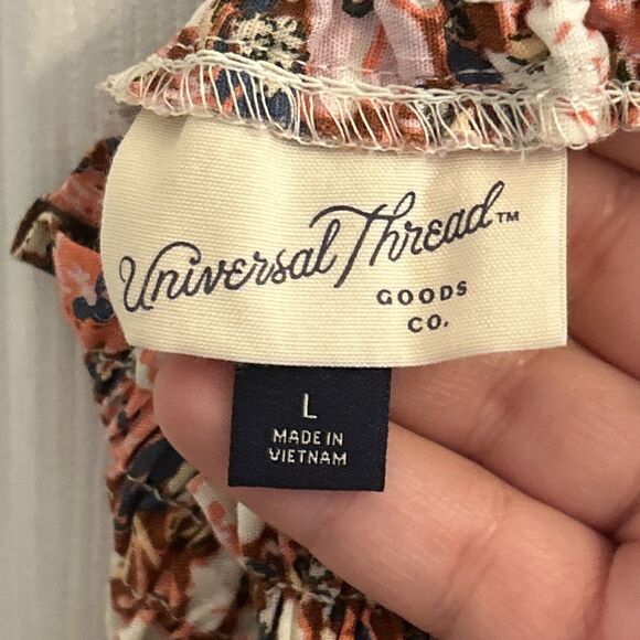 NWT Universal Thread Womens Patchwork Skirt Size Large Pink Brown Floral Stripe - Picture 3 of 16